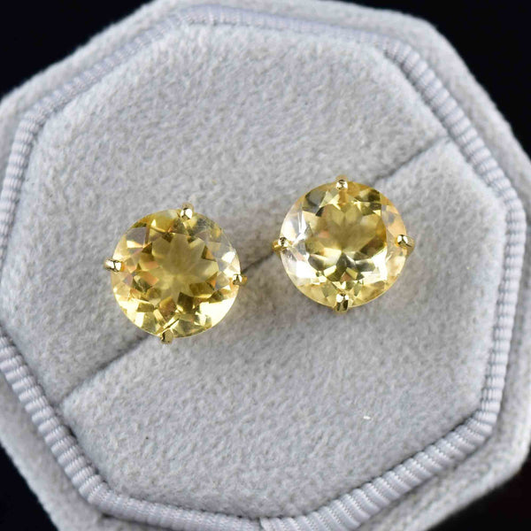 Vintage 7 CTW Citrine Stud Earrings in 14K Gold - Boylerpf