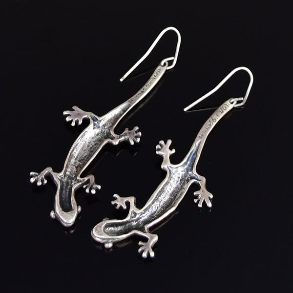 Vintage Sterling Silver Lizard Earrings