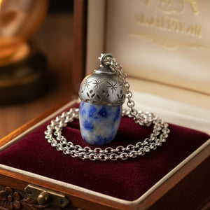 Vintage Sterling Silver Sodalite Acorn Necklace - Boylerpf