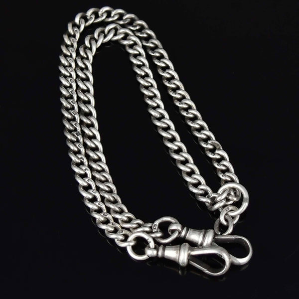 Antique Sterling Silver Edwardian Watch Chain Necklace