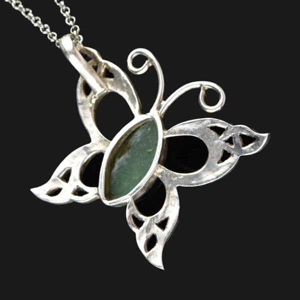 Vintage Silver Turquoise Butterfly Pendant Necklace - Boylerpf