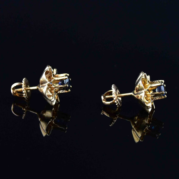 Vintage 14K Gold Buttercup Sapphire Stud Earrings - Boylerpf