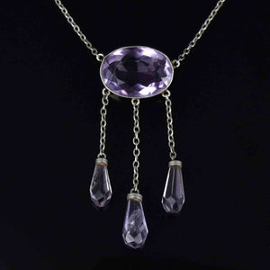 Art Deco Sterling Silver Amethyst Negligee Necklace - Boylerpf