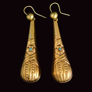 Art Nouveau Style Turquoise Forget Me Not Chandelier Earrings - Boylerpf