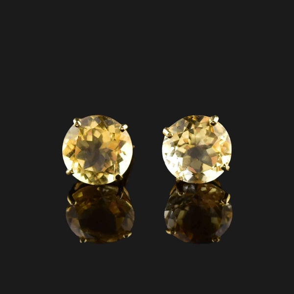 Vintage 7 CTW Citrine Stud Earrings in 14K Gold - Boylerpf