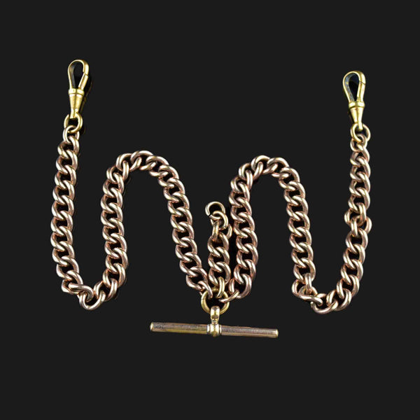 Antique Edwardian Rolled Gold Double Albert Watch Chain - Boylerpf