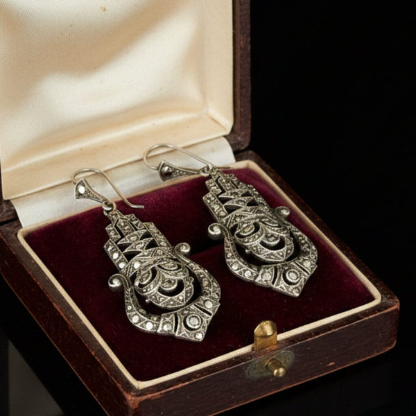 Art Deco Sterling Silver Marcasite Earrings