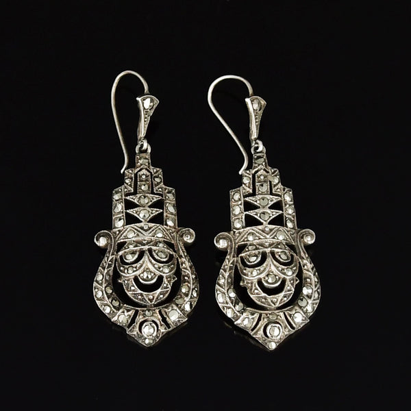 Art Deco Sterling Silver Marcasite Earrings