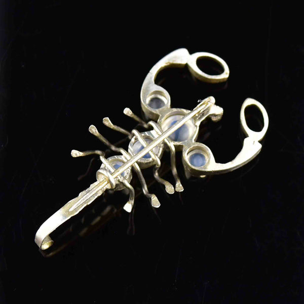 Art Deco Style Silver Moonstone Scorpion Brooch - Boylerpf