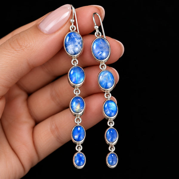 Vintage Sterling Silver Moonstone Chandelier Earrings