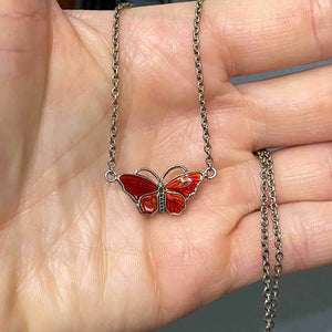 Vintage Enamel Norway Ole Petter Ranch-Olsen Butterfly Necklace - Boylerpf