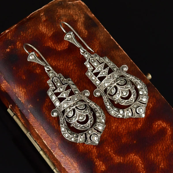 Art Deco Sterling Silver Marcasite Earrings