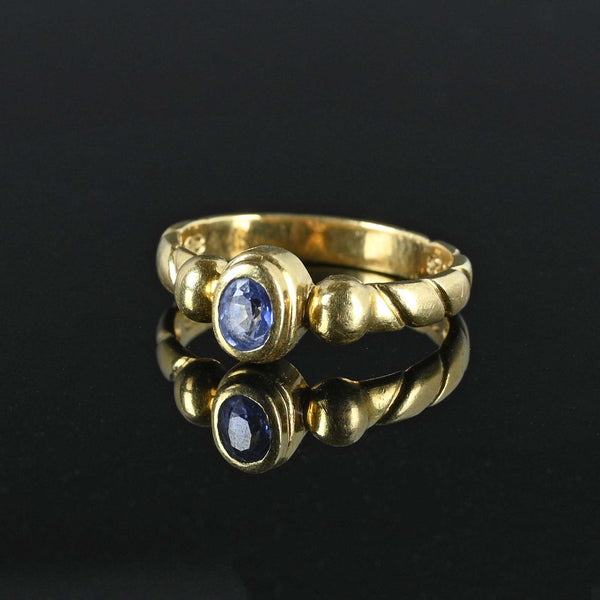 Vintage 18K Gold Natural Sapphire Ring Band - Boylerpf