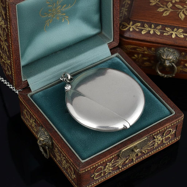 Antique Edwardian Sterling Silver Vesta Locket Pendant Necklace - Boylerpf