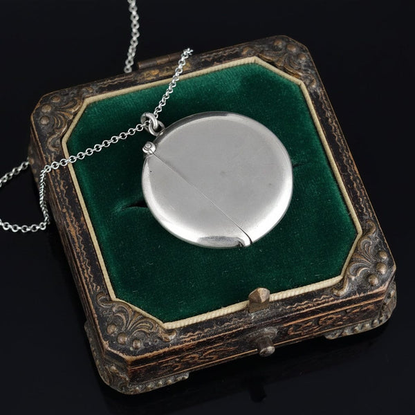 Antique Edwardian Sterling Silver Vesta Locket Pendant Necklace - Boylerpf