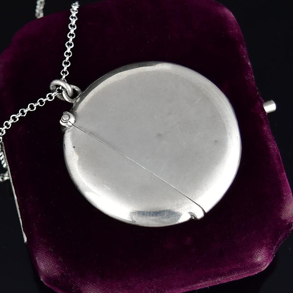 Antique Edwardian Sterling Silver Vesta Locket Pendant Necklace - Boylerpf