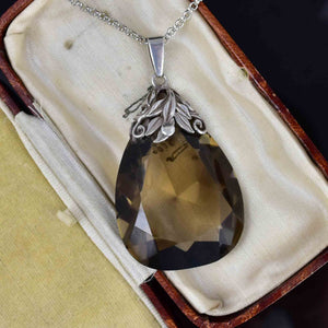 Silver Arts and Crafts 92 CTW Smoky Quartz Pendant Necklace - Boylerpf