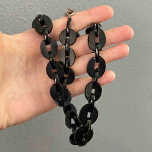 Antique Large Chain Link Whitby Jet Mourning Necklace - Boylerpf