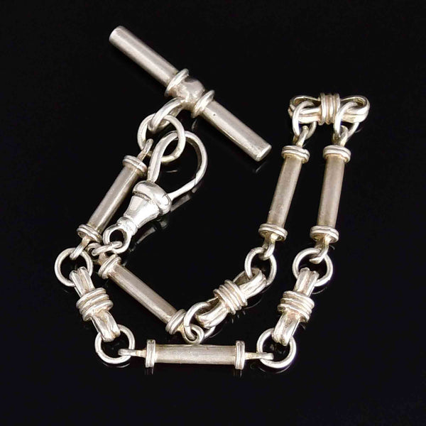 Antique Edwardian Silver Knotted Albert Watch Chain Bracelet - Boylerpf