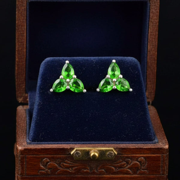 Vintage Sterling Silver Chrome Diopside Stud Earrings