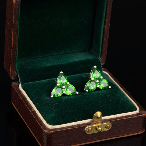 Vintage Sterling Silver Chrome Diopside Stud Earrings