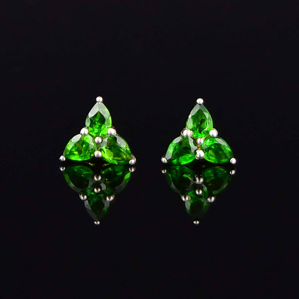 Vintage Sterling Silver Chrome Diopside Stud Earrings