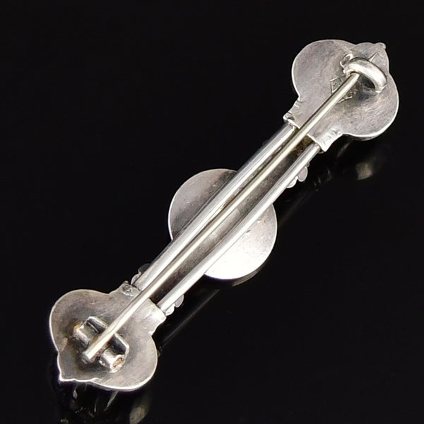 Antique Silver Forget Me Not Ornate Brooch