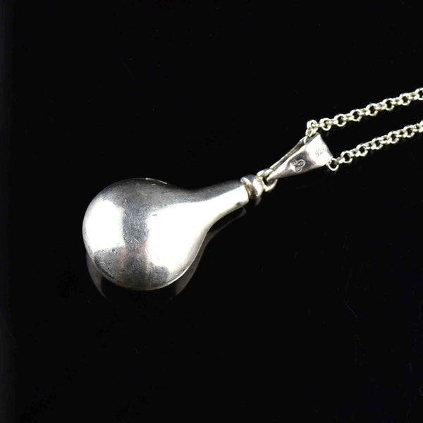 Vintage Silver Scent Bottle Pendant Necklace - Boylerpf