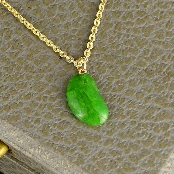 Vintage Natural Emerald 9K Gold Lucky Bean Necklace