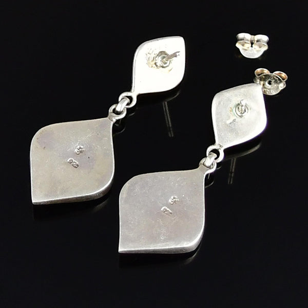 Vintage Sterling Silver Jasper Garnet Drop Earrings