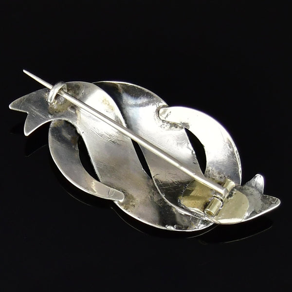 Antique Victorian Silver Engraved Love Knot Brooch - Boylerpf