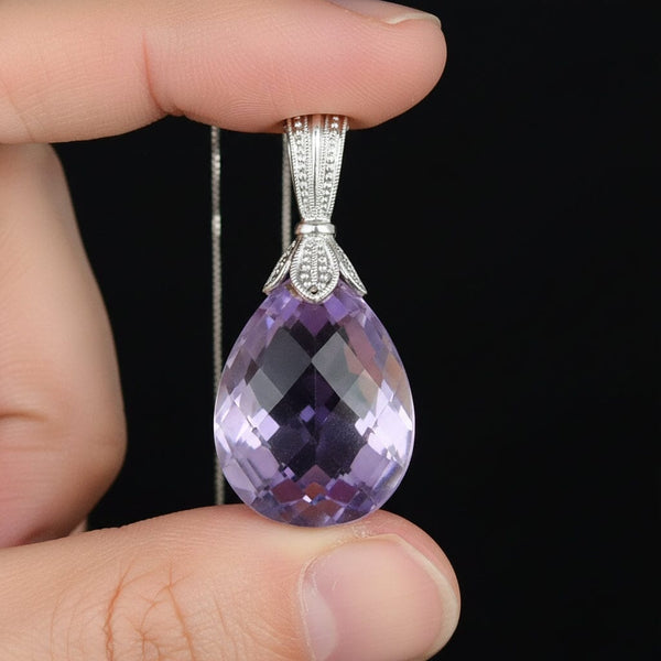 Vintage Amethyst 9K White Gold Pendant - Boylerpf