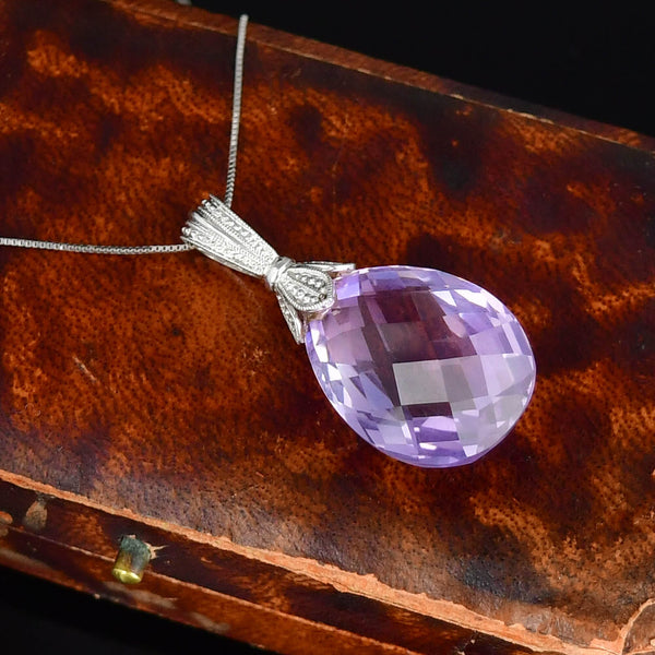 Vintage Amethyst 9K White Gold Pendant - Boylerpf