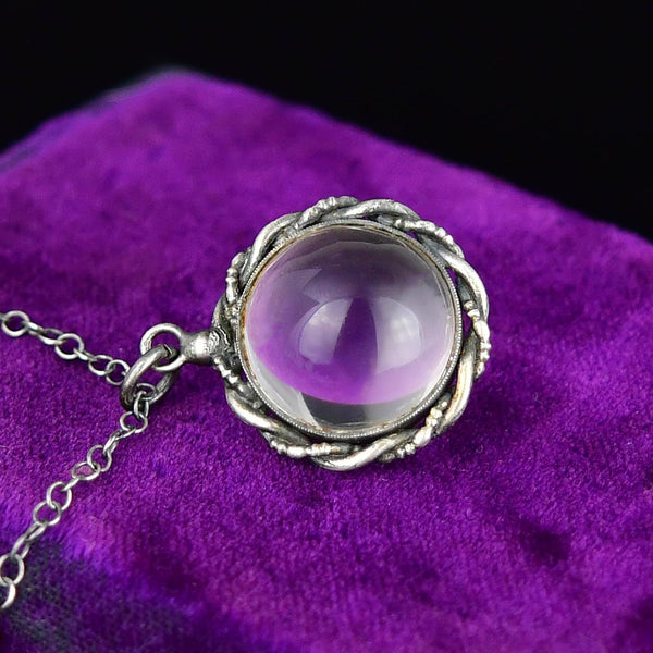 Art Deco Pools of Light Sterling Silver Rope Pendant Necklace