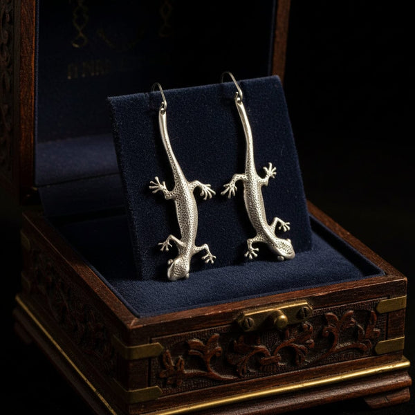 Vintage Sterling Silver Lizard Earrings