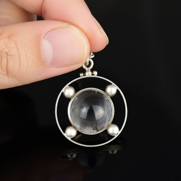 Sterling Silver Art Deco Pools of Light Pendant Necklace - Boylerpf