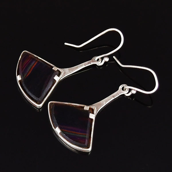 Vintage Pat Cheney John Ditchfield Stained Glass Earrings Sterling Silver