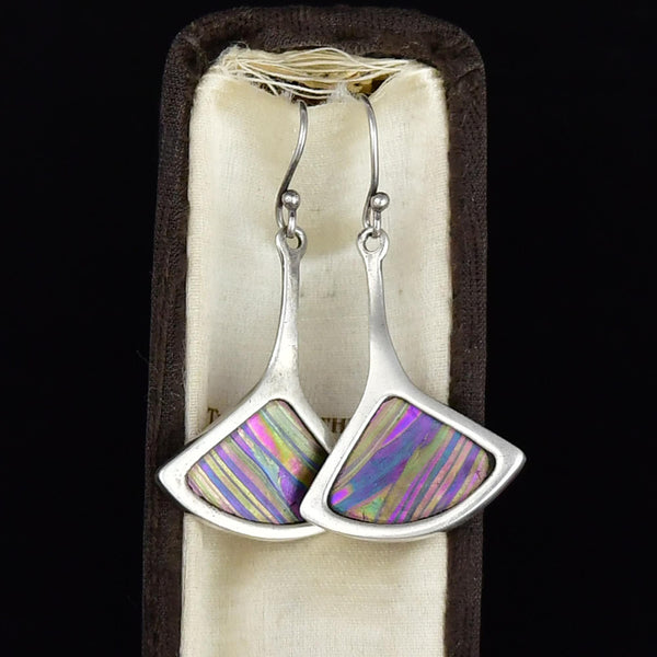 Vintage Pat Cheney John Ditchfield Stained Glass Earrings Sterling Silver