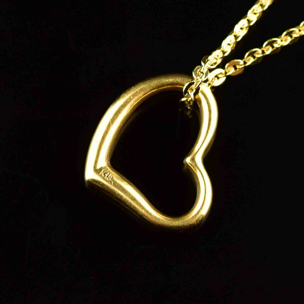 Vintage Solid 18K Gold Witches Heart Pendant Necklace - Boylerpf