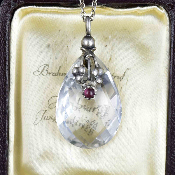 Silver Arts and Crafts 40 CTW Rock Crystal Amethyst Pendant Necklace - Boylerpf