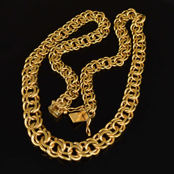 Vintage Chino Link Double Rolled Gold Necklace