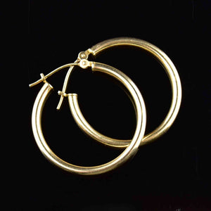 Large Vintage Solid 14K Gold Hoop Earrings - Boylerpf