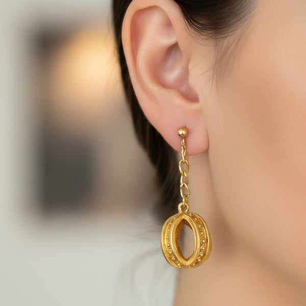 Antique Etruscan Sphere Ball Cutout Drop Earrings - Boylerpf