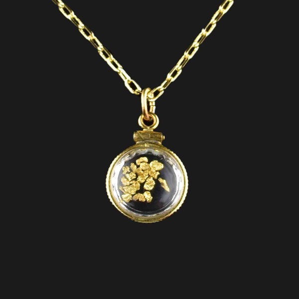 Vintage 22K Gold Nugget Shaker Pendant Necklace - Boylerpf