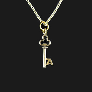 A Monogram Skeleton Key Necklace in 14K Gold - Boylerpf