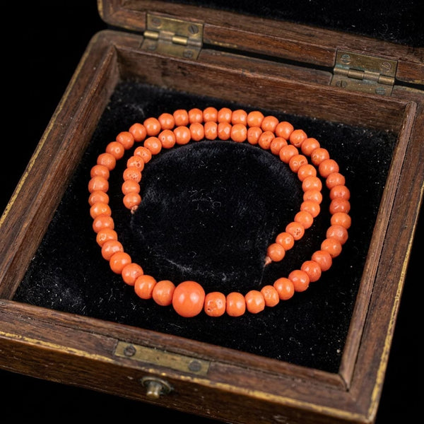 Antique Mediterranean Coral Victorian Necklace - Boylerpf