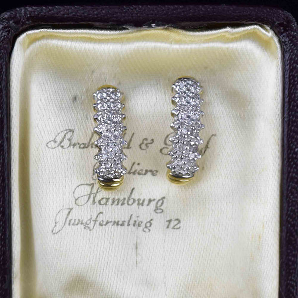 Classic 10K Gold Diamond Half Hoop Huggie Stud Earrings - Boylerpf