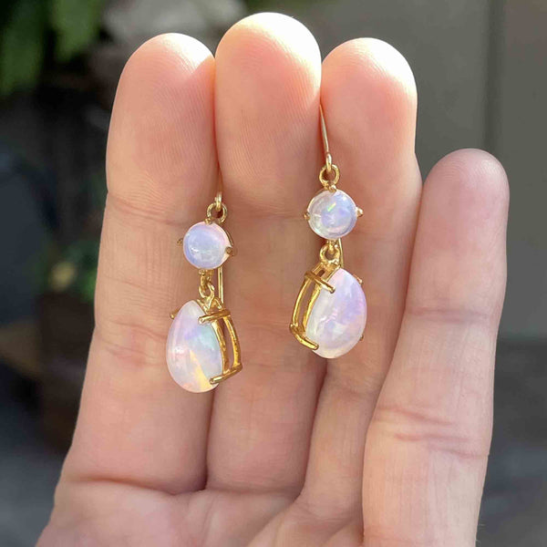 Vintage Art Deco Style Jelly Opal Drop Earrings - Boylerpf