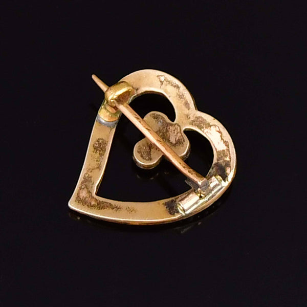Antique Victorian Garnet Witches Heart Brooch Pin