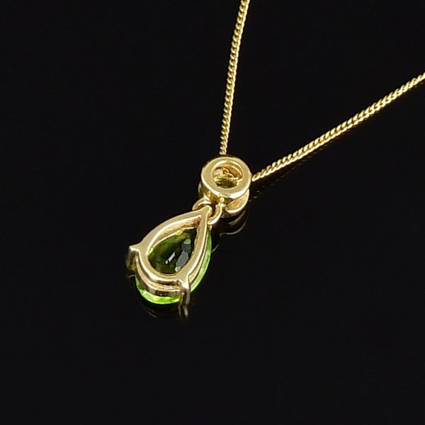 Vintage 9K Gold Articulated Peridot Pendant Necklace - Boylerpf